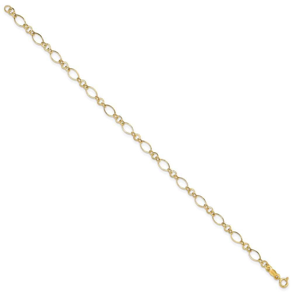 14k Yellow Gold 7.25in Polished Fancy Link Bracelet