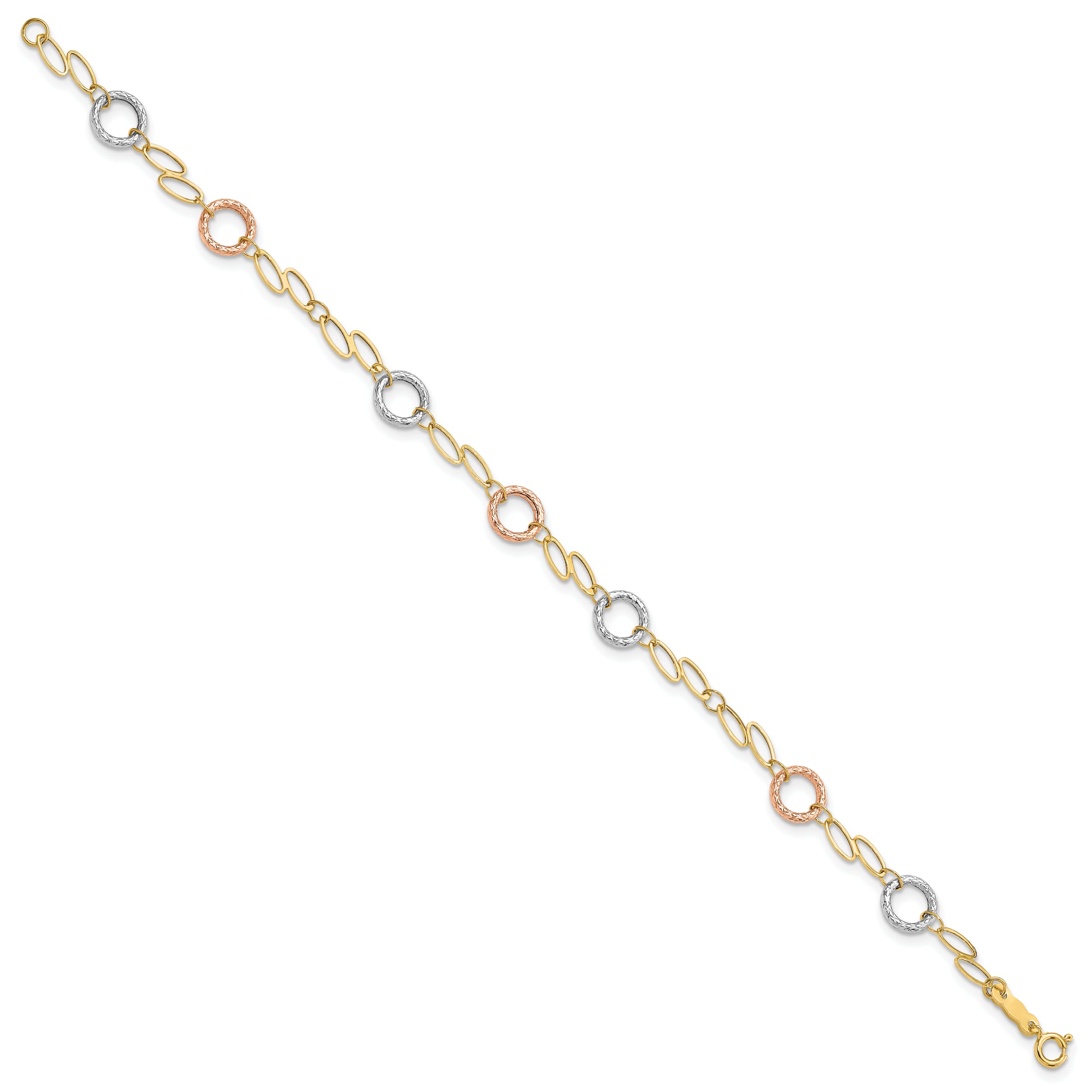 14k Tri-color Circles Bracelet