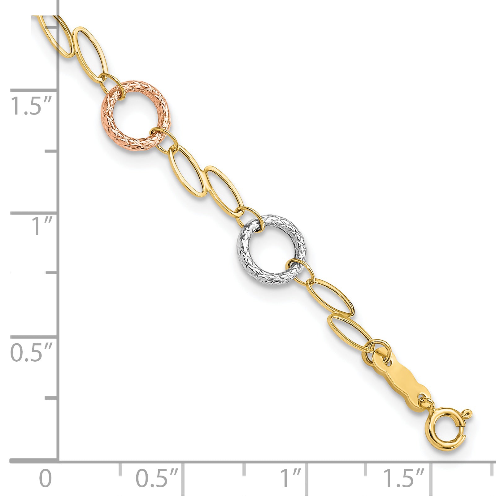 14k Tri-color Circles Bracelet