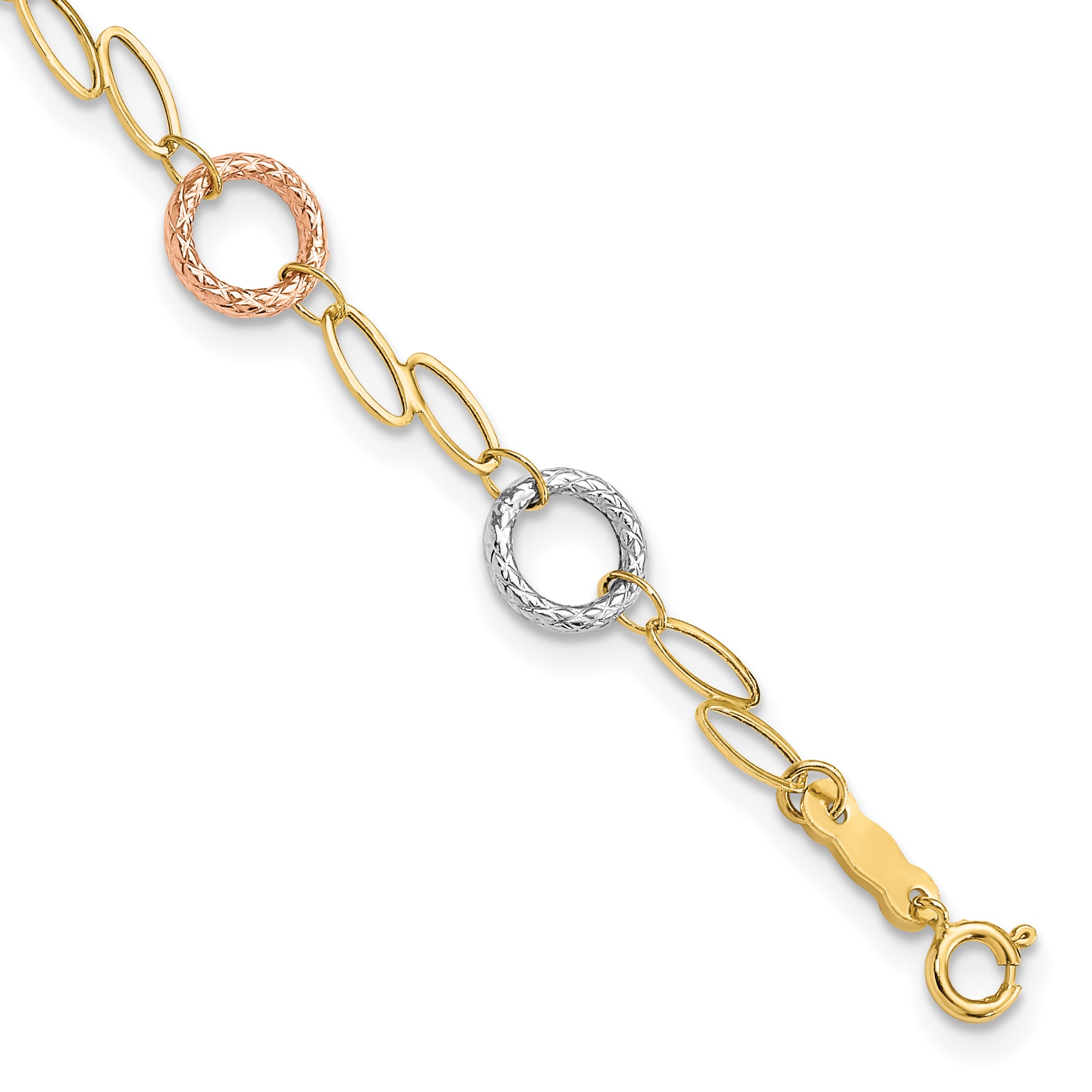 14k Tri-color Circles Bracelet