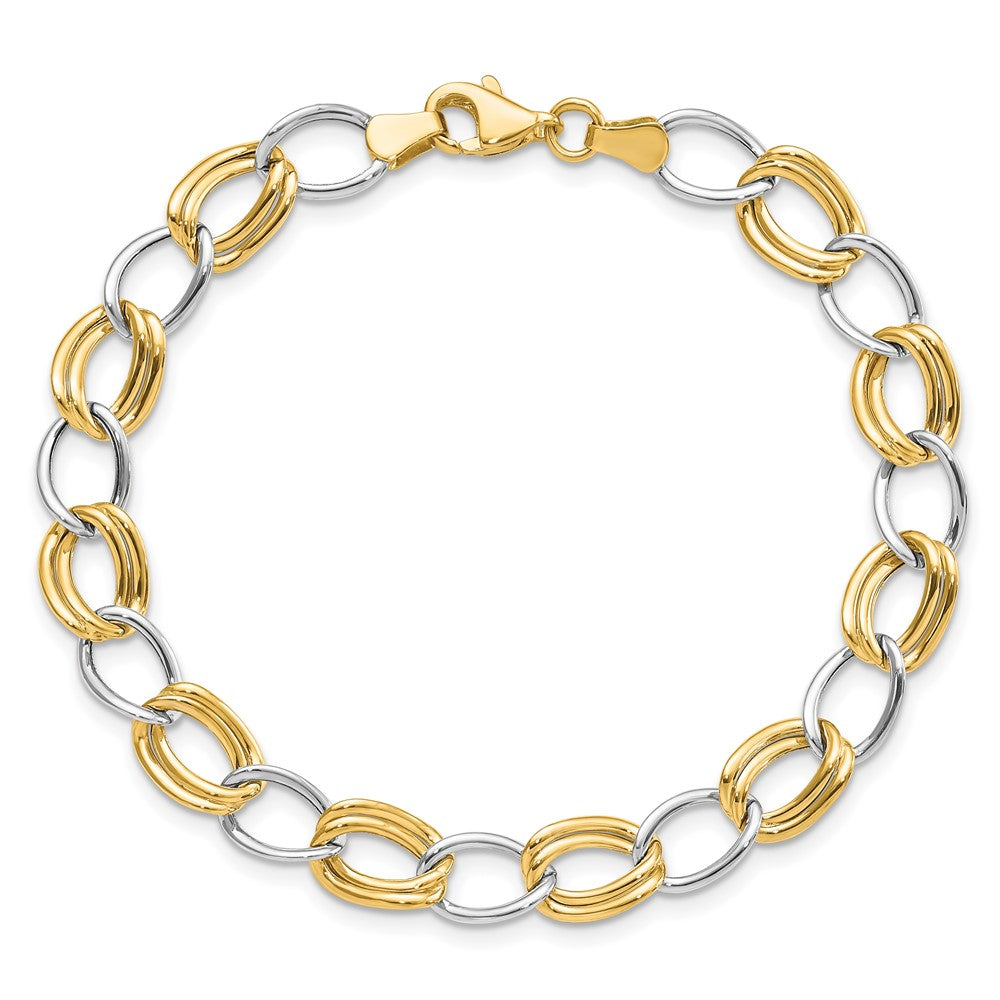 14K Two-Tone Polished Open Link Bracelet