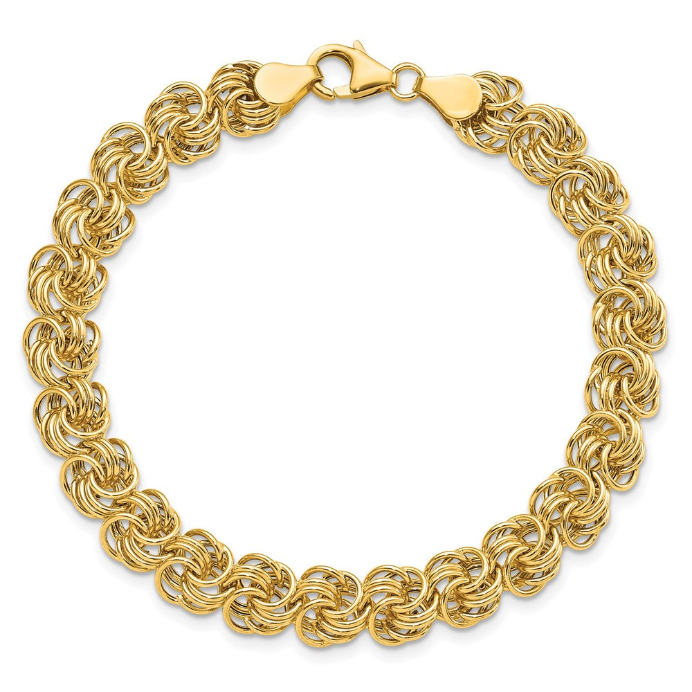 14k Polished 7.5in Circle Fancy Link Bracelet