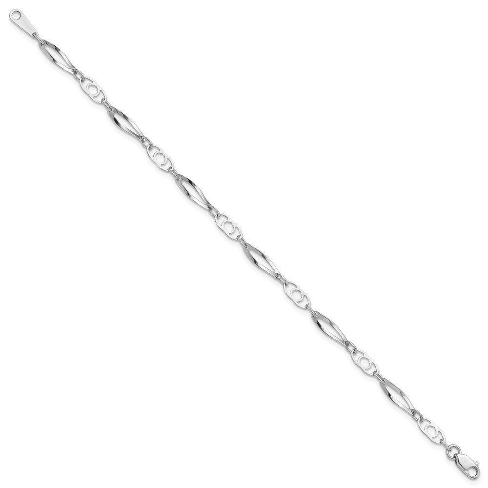 14k White Gold 7in Polished Fancy Link Bracelet