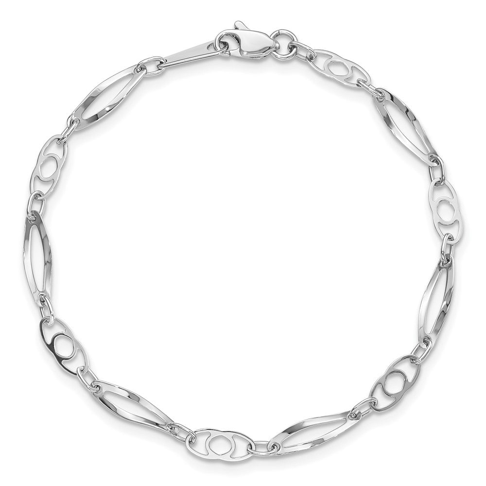 14k White Gold 7in Polished Fancy Link Bracelet