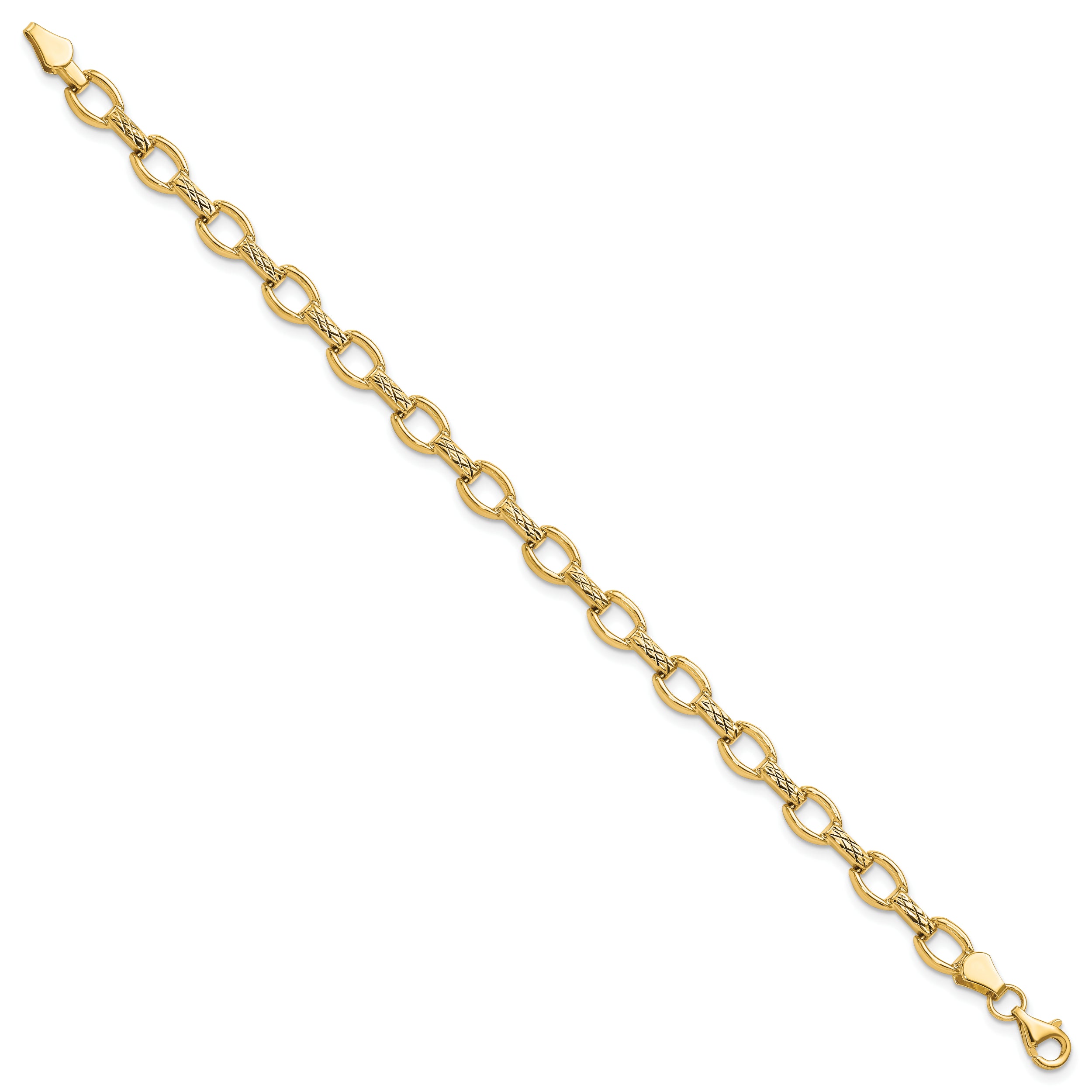 14k Diamond Cut Fancy Link Bracelet