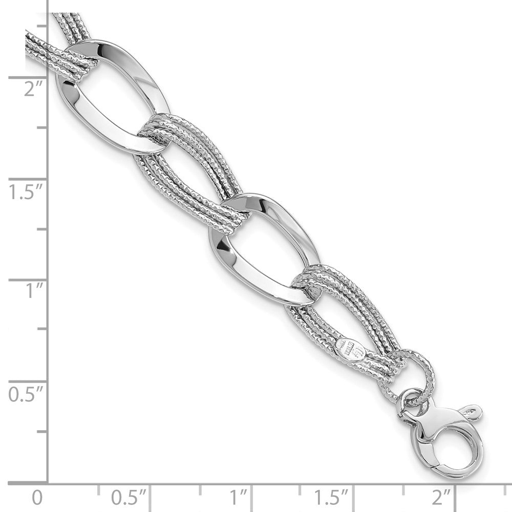 14k White Gold Polished Fancy Link Bracelet