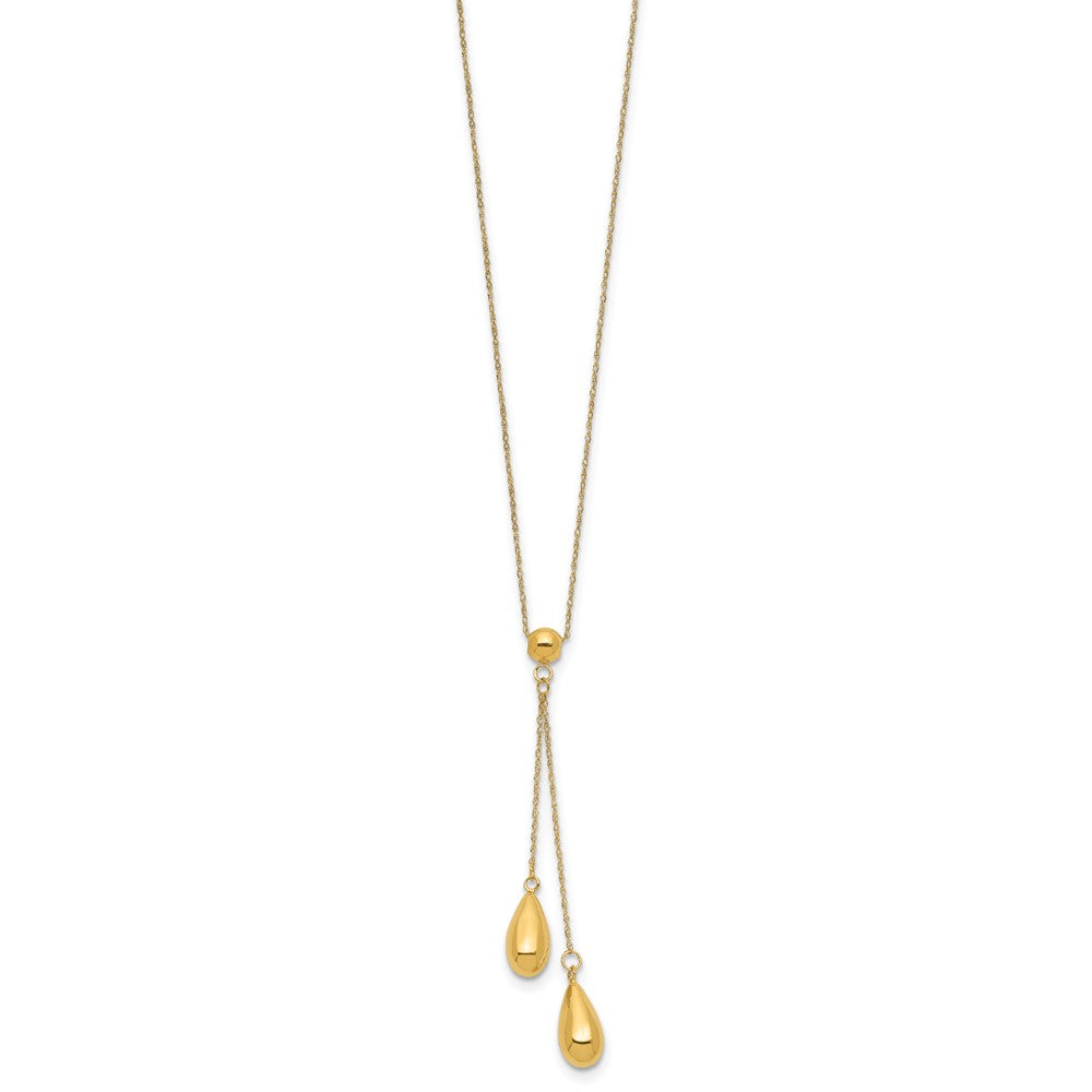 14k Polished Dangle Bead Necklace