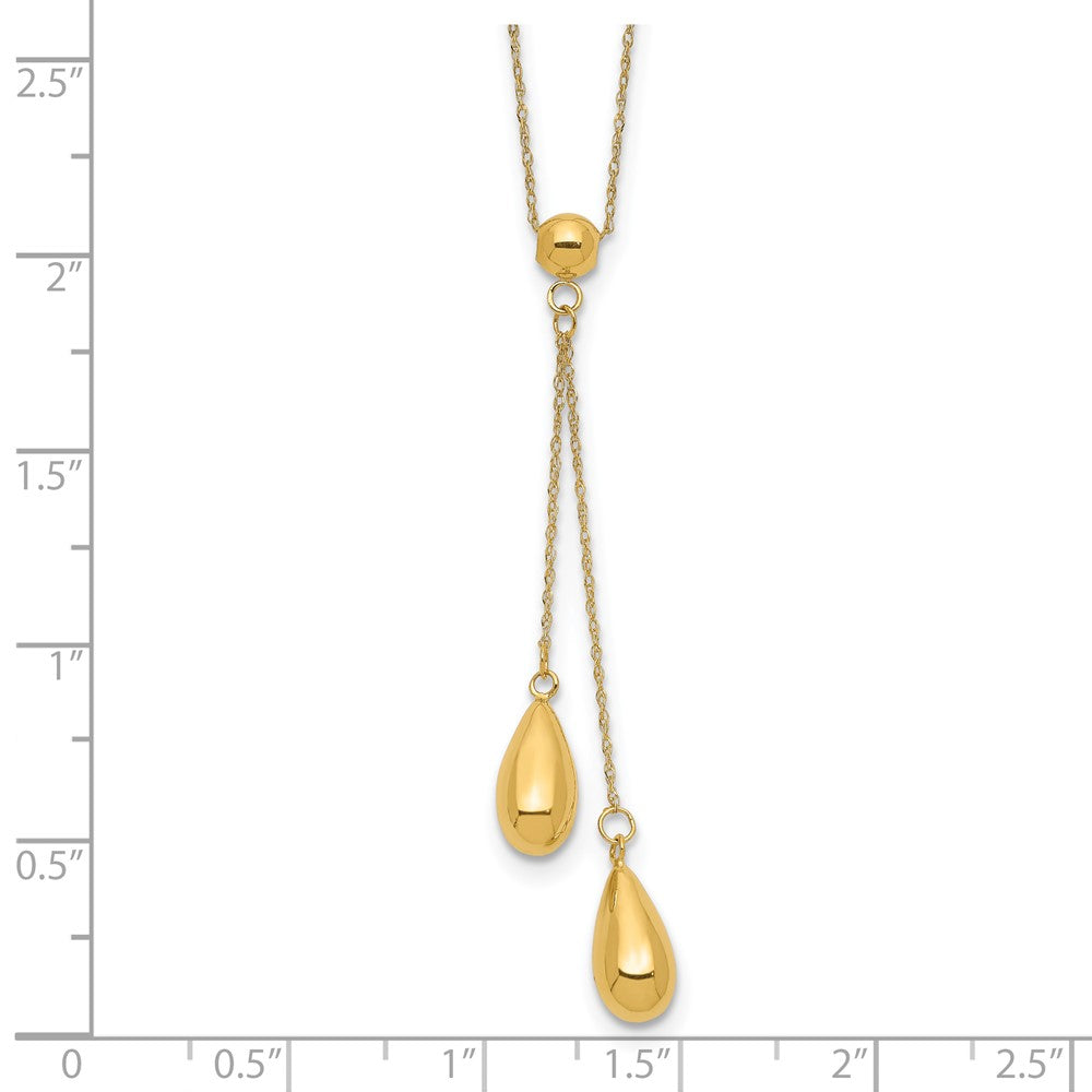 14k Polished Dangle Bead Necklace