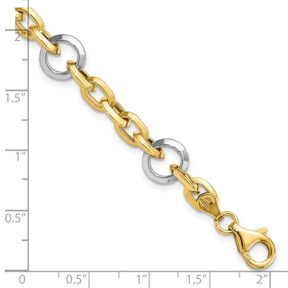 14k Two-tone Fancy Link 7 inch Bracelet