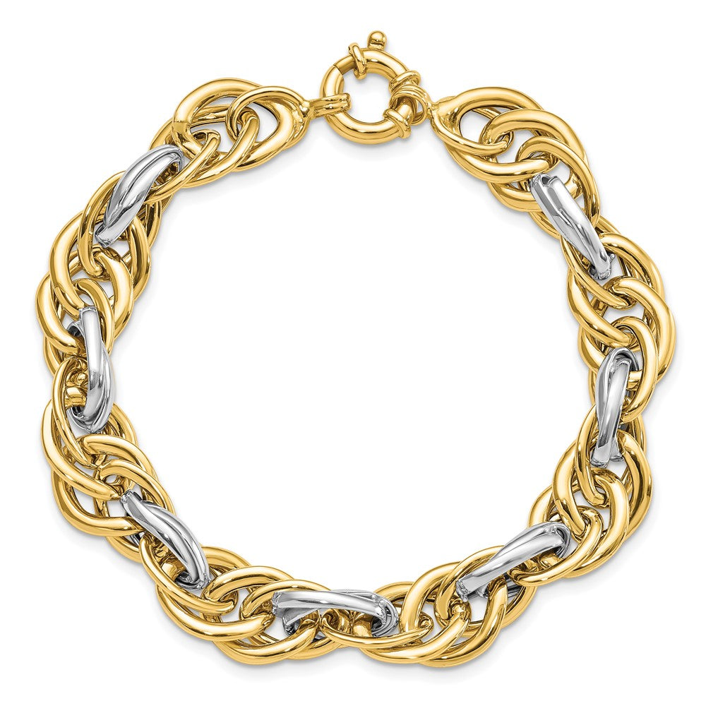 14k Two-Tone Polished Fancy Link Bracelet