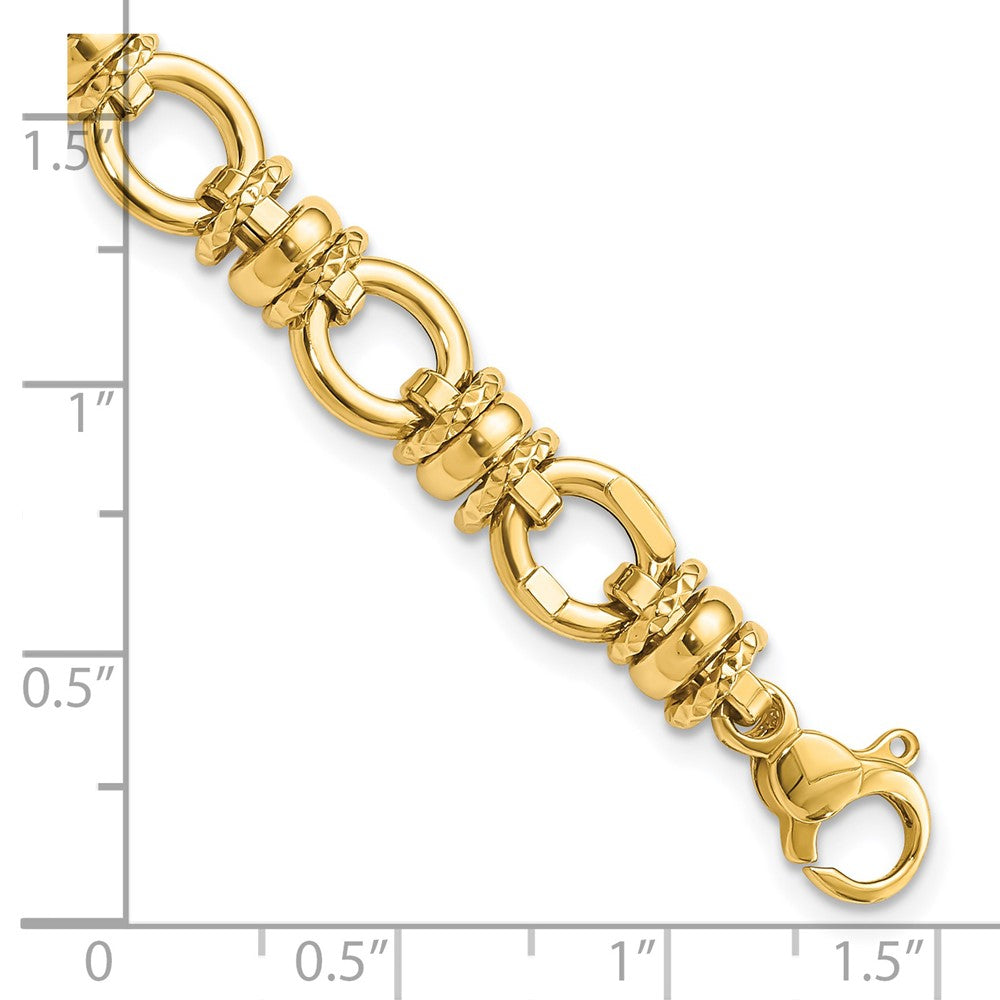 14K Polished and Textured Fancy Link Bracelet