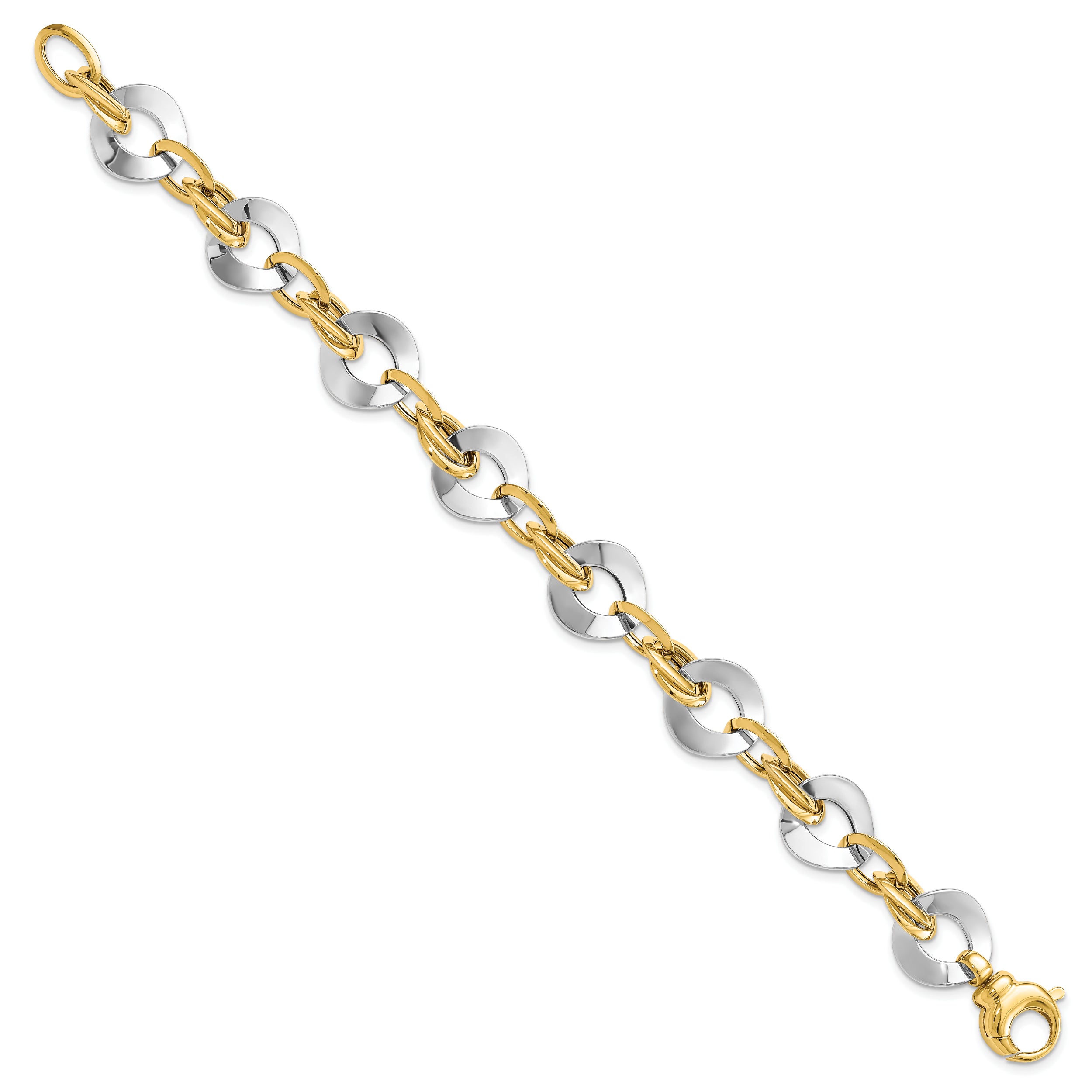 14k Two-tone Polished Fancy Link Bracelet