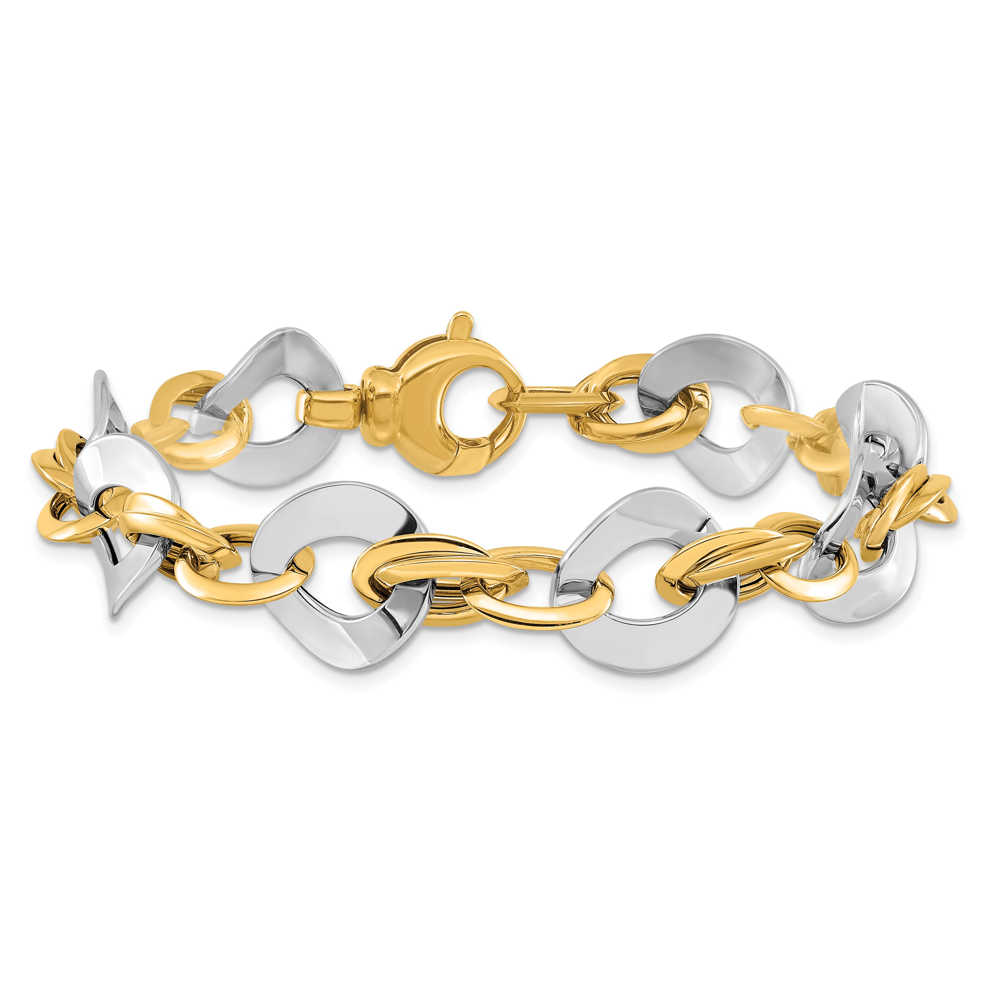 14k Two-tone Polished Fancy Link Bracelet