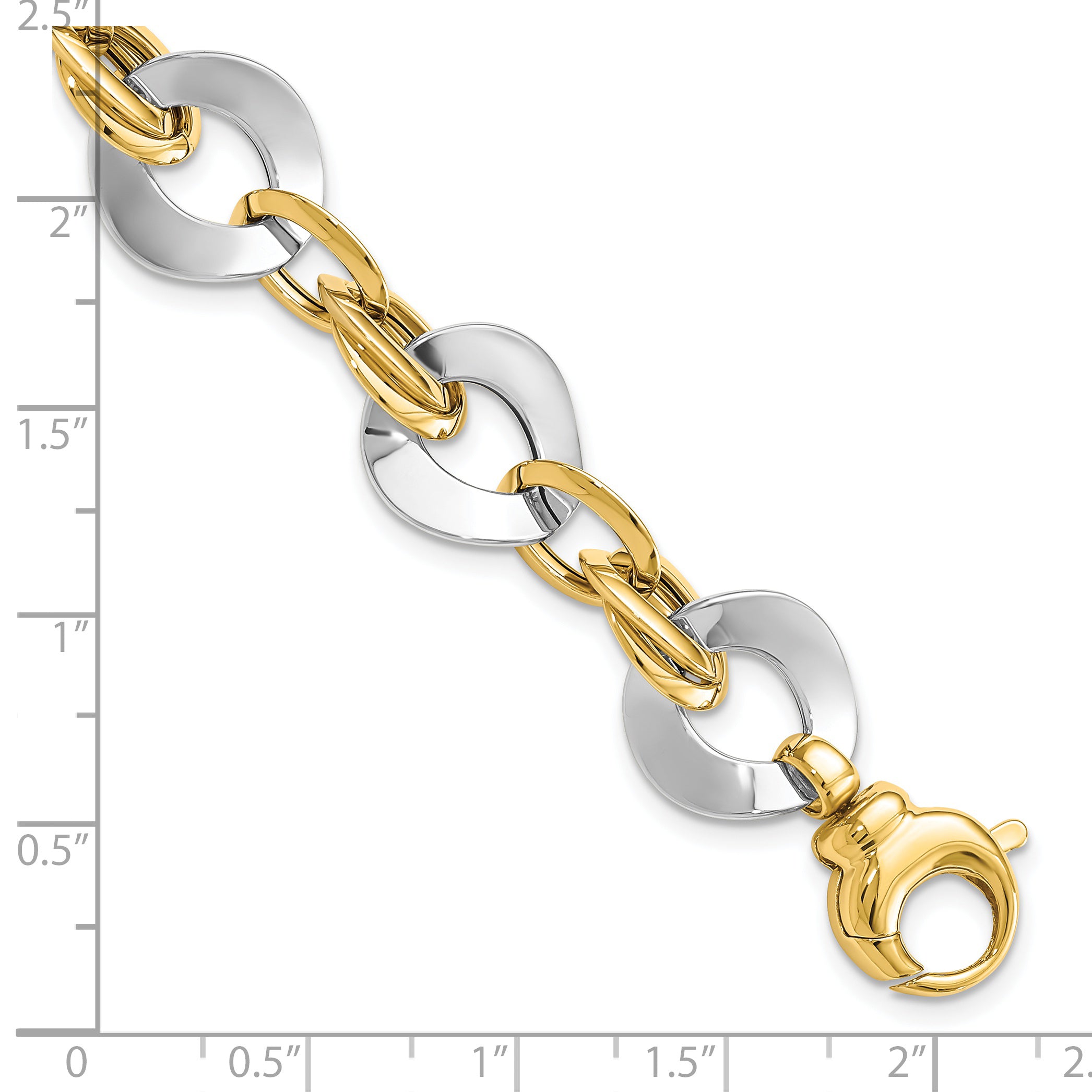 14k Two-tone Polished Fancy Link Bracelet