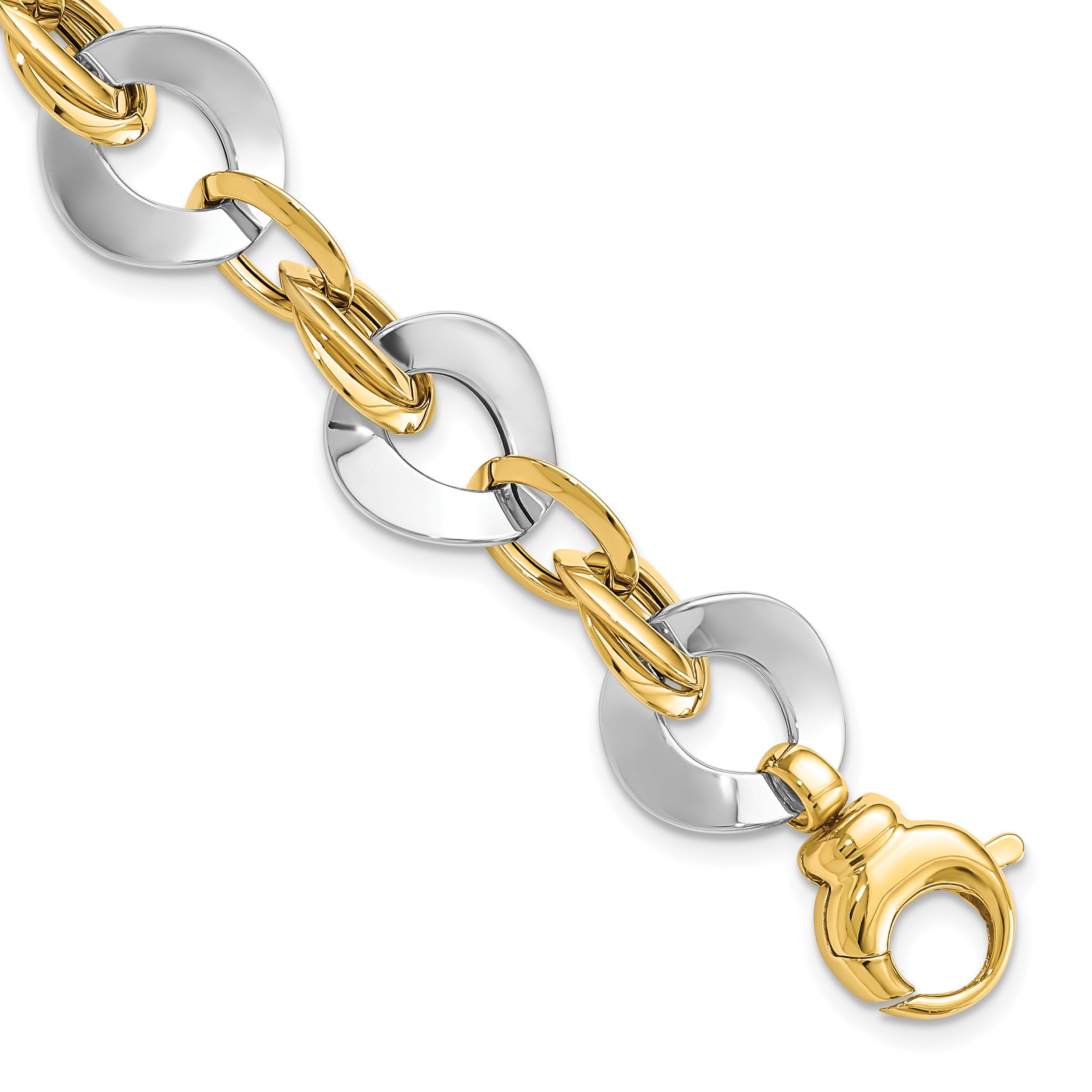 14k Two-tone Polished Fancy Link Bracelet