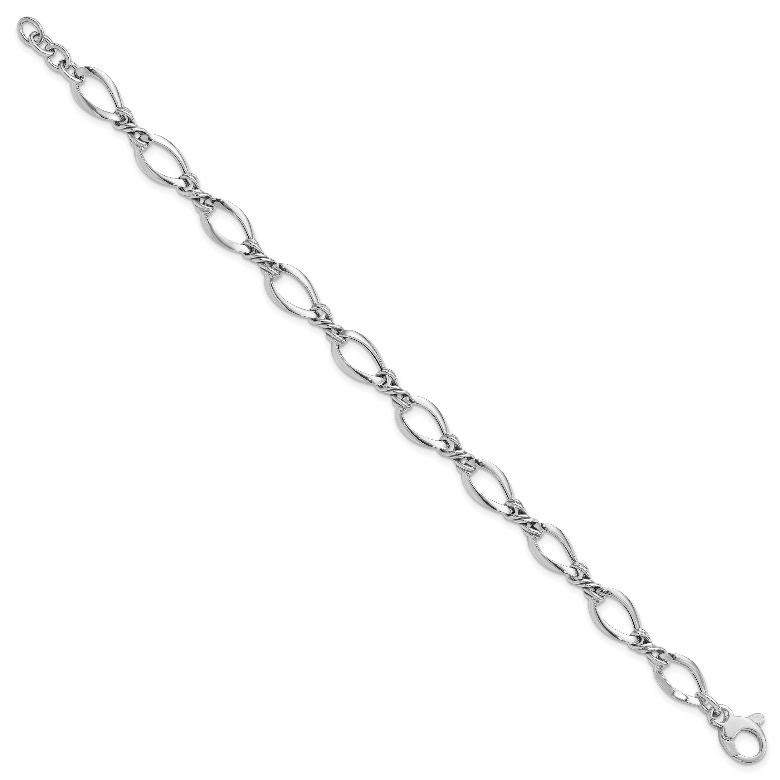 14k White Gold Fancy Link 7.5in Bracelet