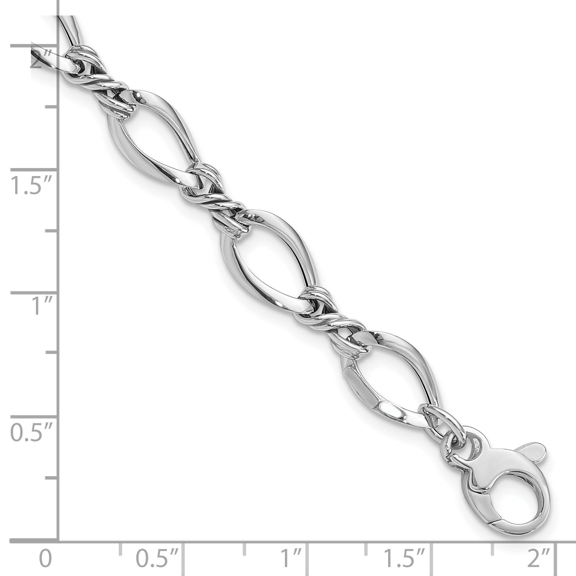 14k White Gold Fancy Link 7.5in Bracelet