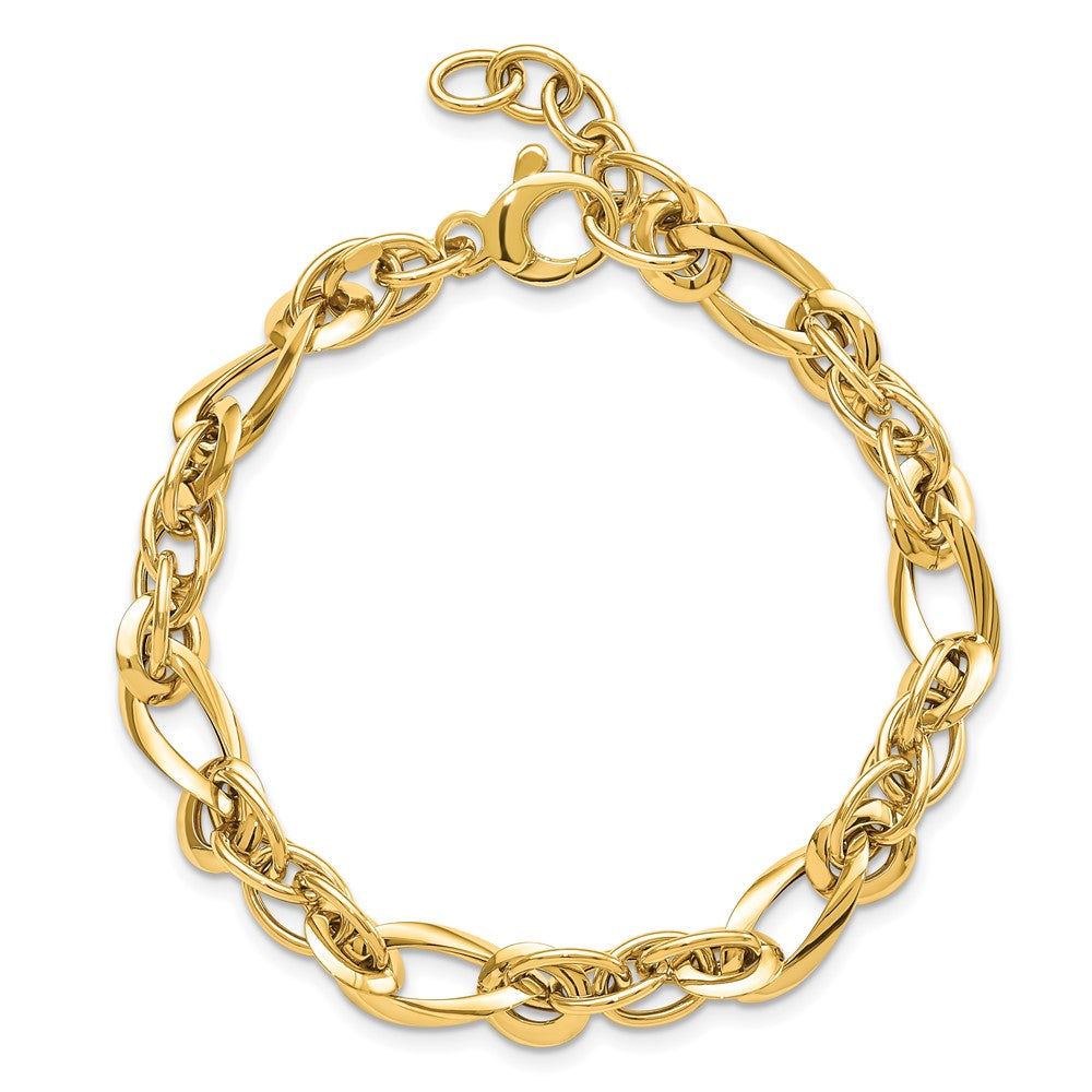 14k Polished Fancy Link 7in Bracelet