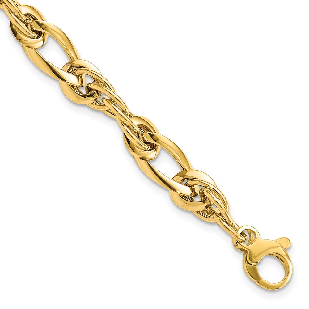 14k Polished Fancy Link 7in Bracelet