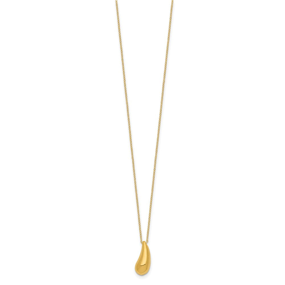 14k Polished Puffed Teardrop 18in Necklace