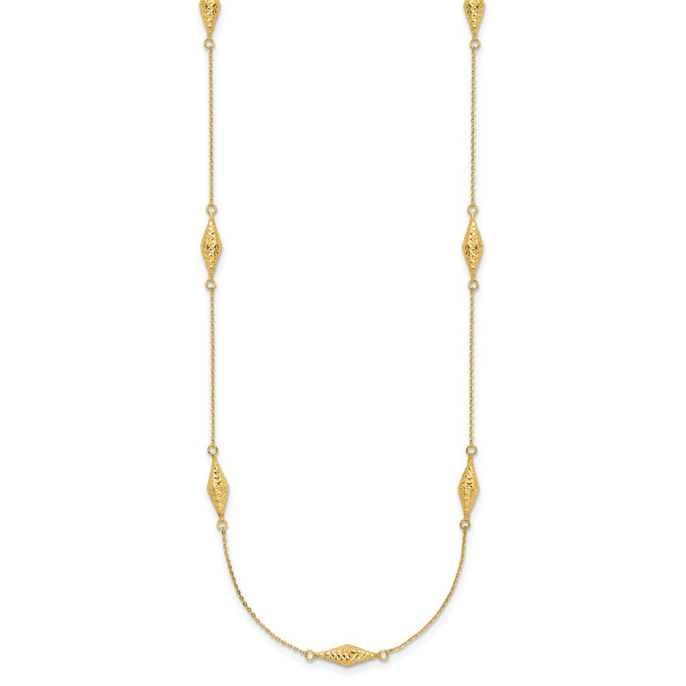 14k Polished and D/C Fancy Beaded 18in Necklace