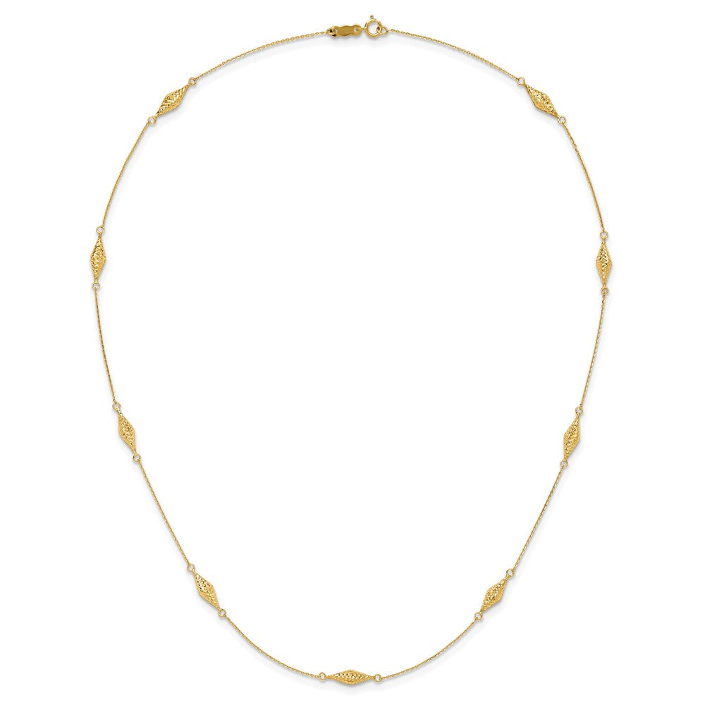 14k Polished and D/C Fancy Beaded 18in Necklace