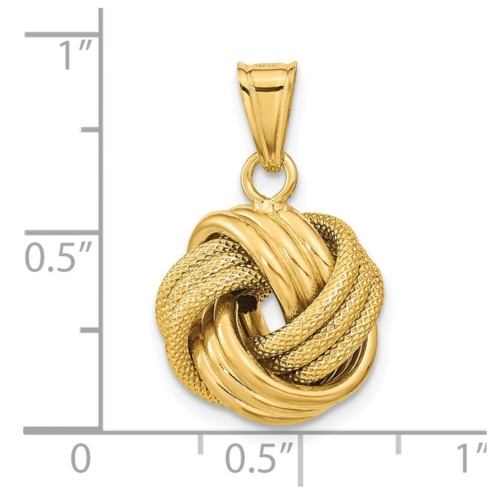 14k Polished Textured Love Knot Pendant