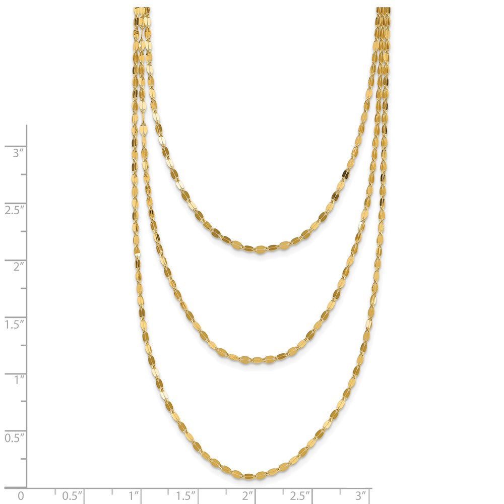 14k Polished Triple Strand Necklace