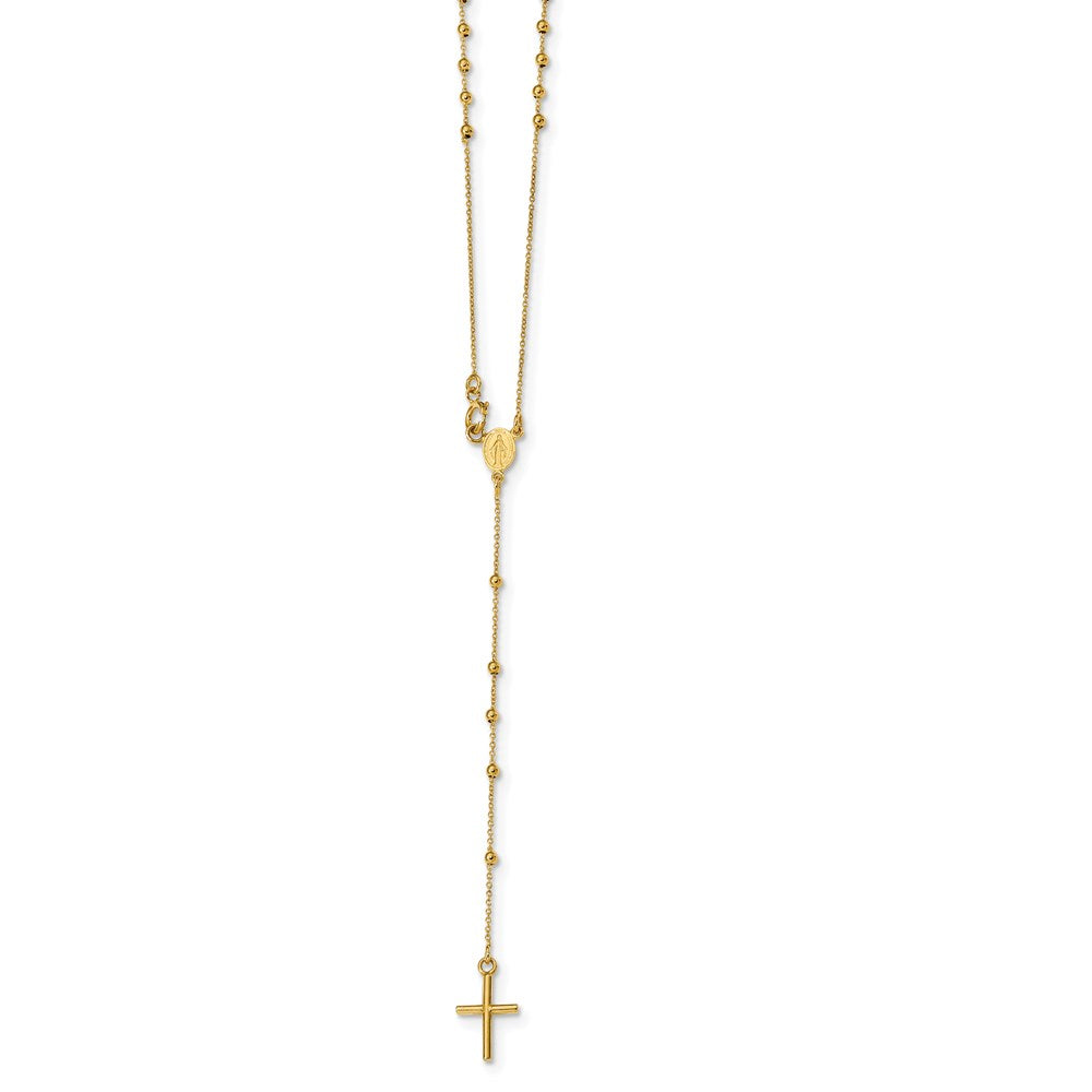 14k Polished Beaded Rosary 16.5 inch Necklace