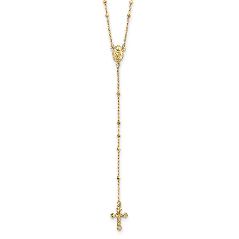 14k Polished 2mm Beaded Rosary Necklace