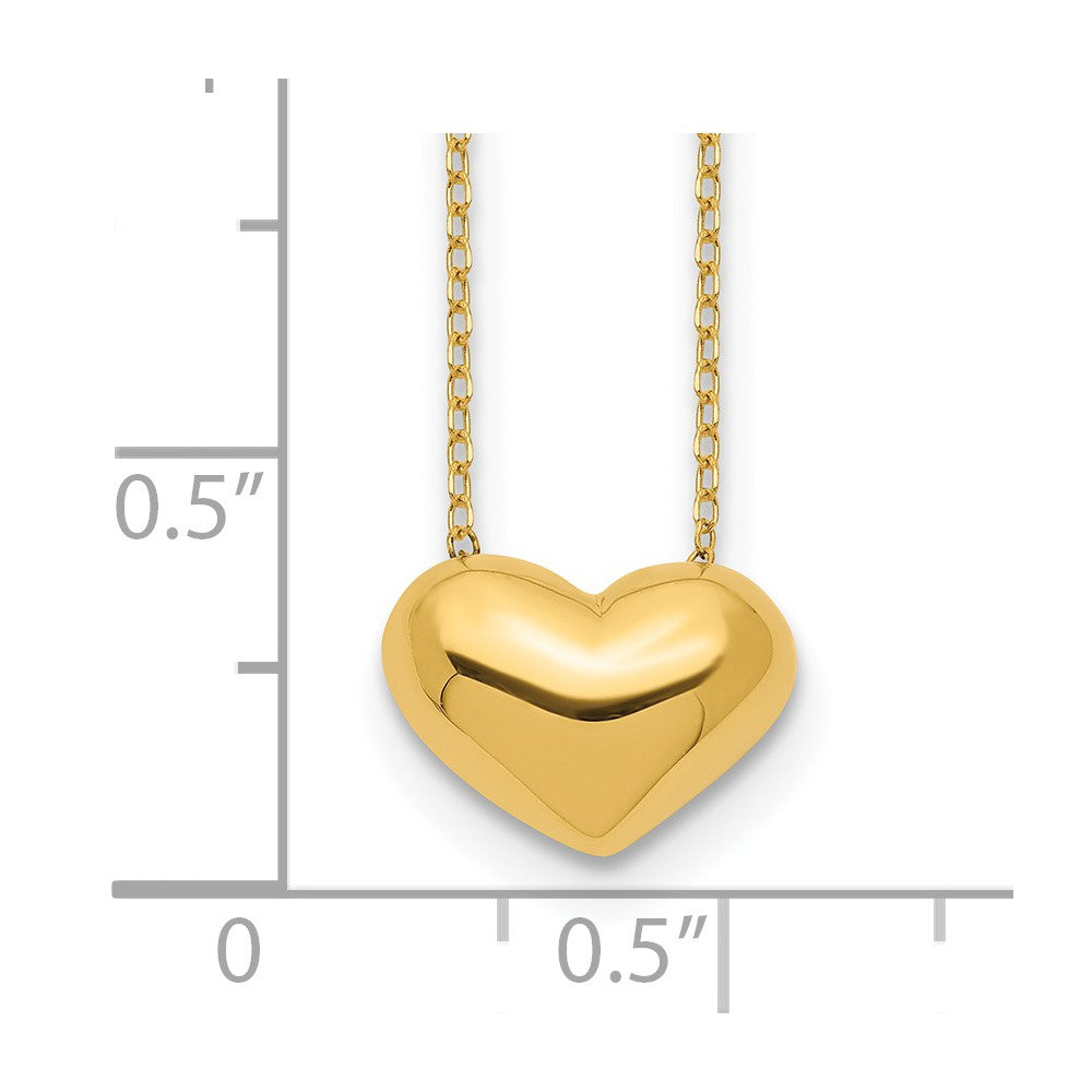 14k Polished Puffed Heart 18 inch Necklace