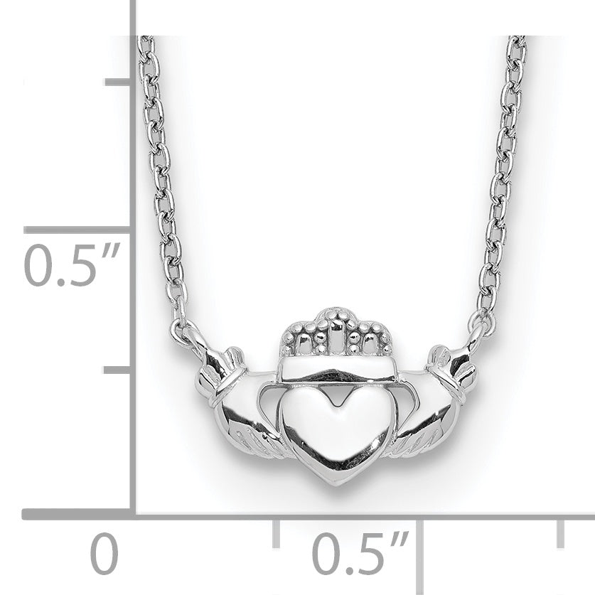 14k White Gold Polished Claddagh Necklace SF2531