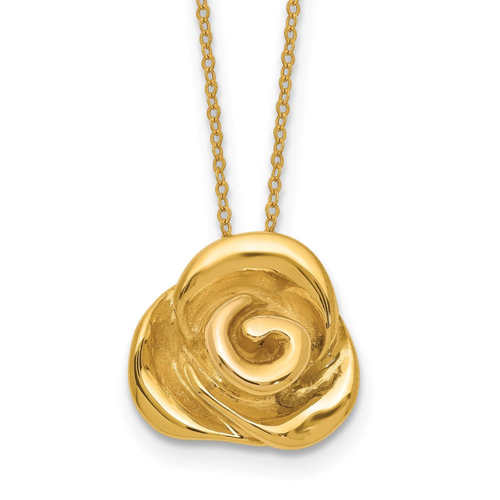 14k Polished Puffed Rose 18in Necklace