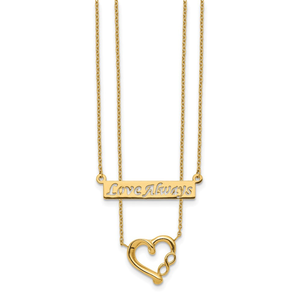 14k Two-Strand Polished Love Always Heart Necklace