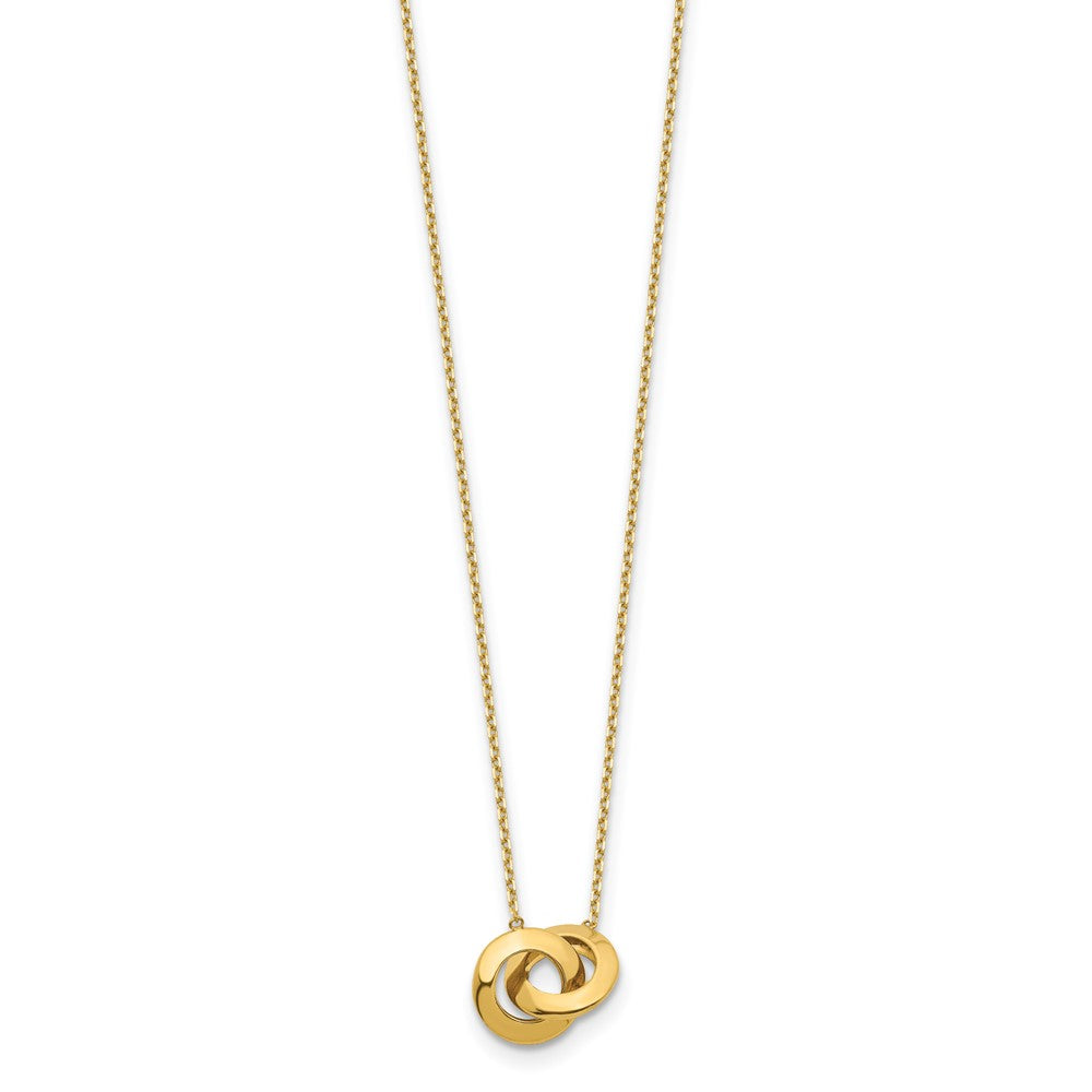 14k Polished Fancy Interlocking Circle 16 inch with 1 inch ext. Necklace