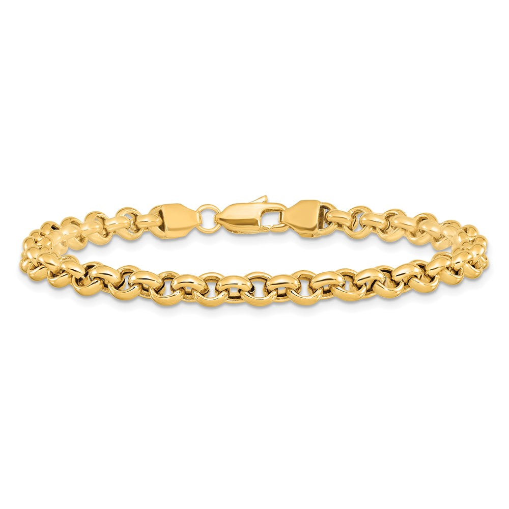 14k 7.5in 5mm Polished Fancy Rolo Link Bracelet