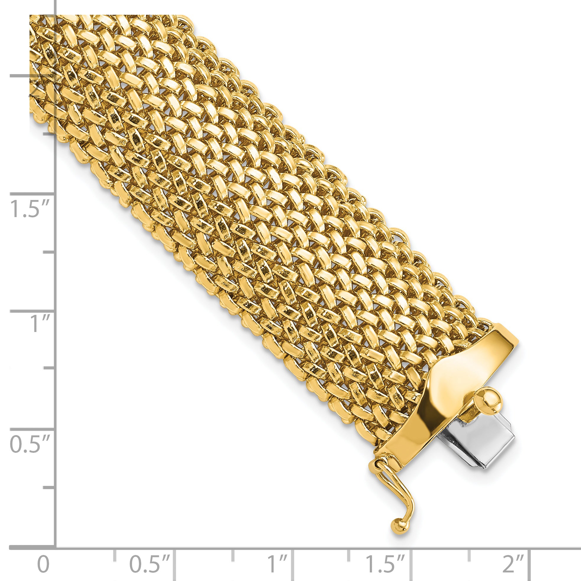 14k 7.25in 18.75mm Polished Mesh Bracelet