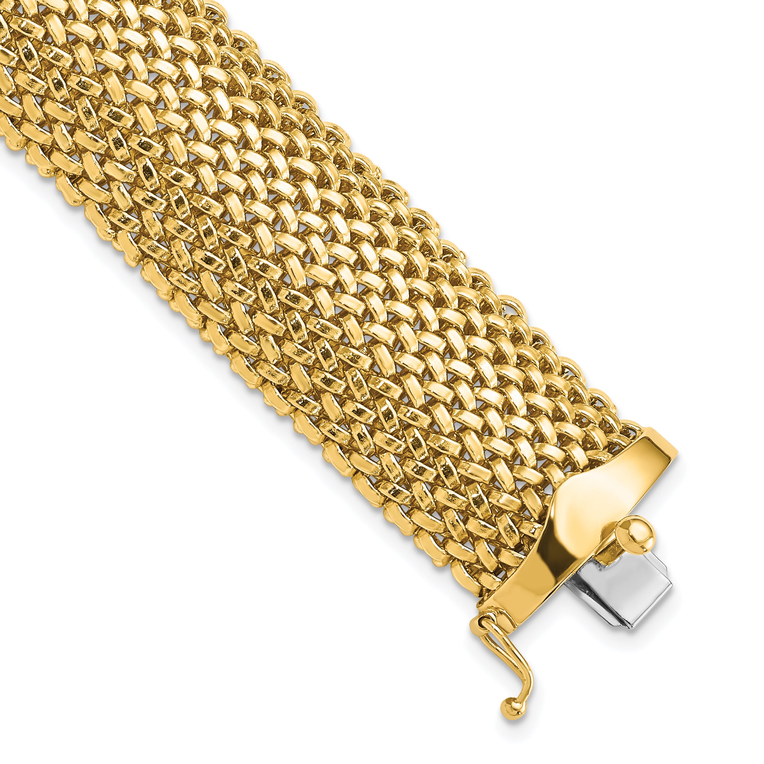 14k 7.25in 18.75mm Polished Mesh Bracelet