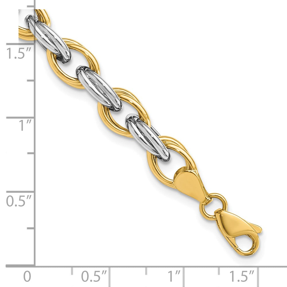 14k Two-tone Fancy Hollow Link Bracelet