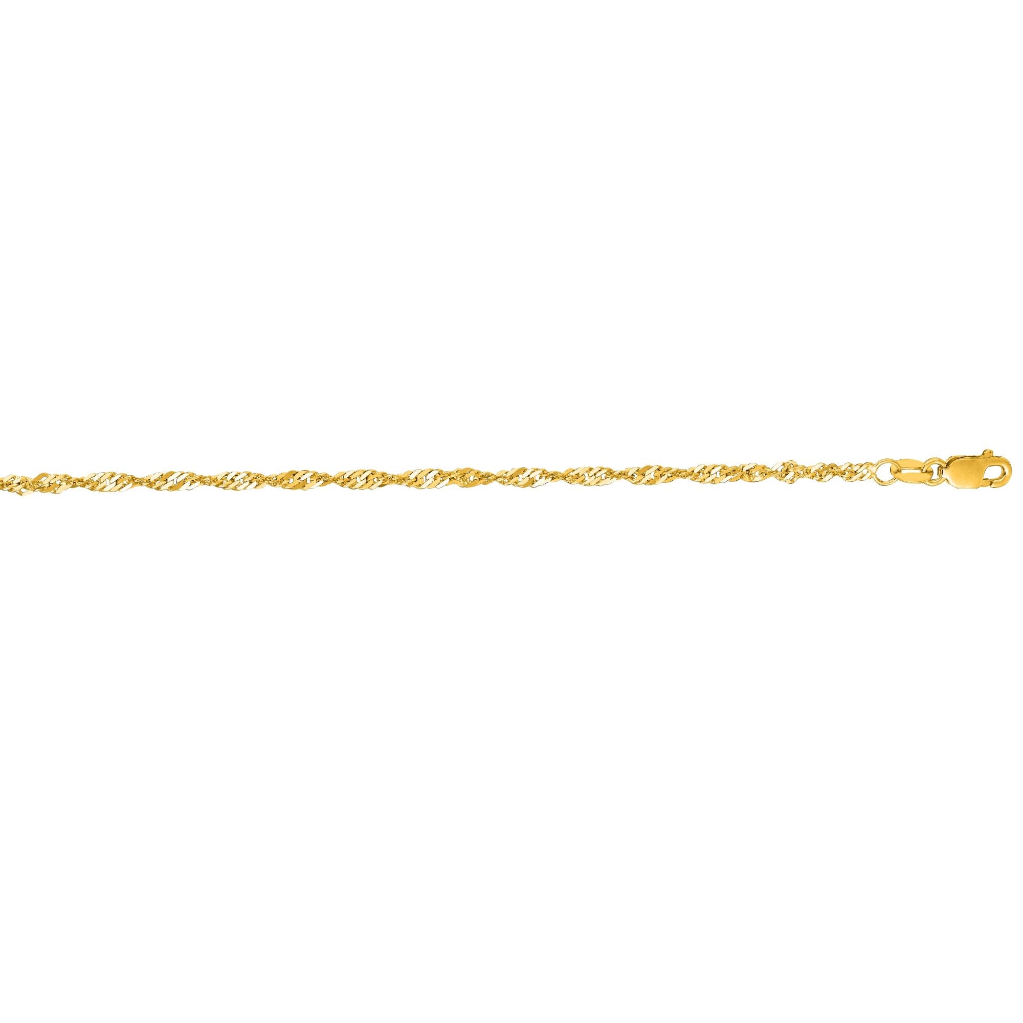 14K Yellow Gold 2.1mm Singapore 24" Chain with Lobster Lock