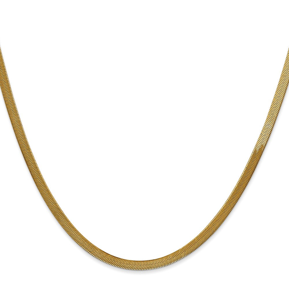 14K 24 inch 3mm Silky Herringbone with Lobster Clasp Chain