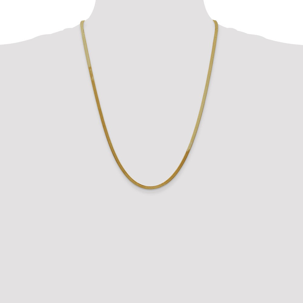 14K 24 inch 3mm Silky Herringbone with Lobster Clasp Chain