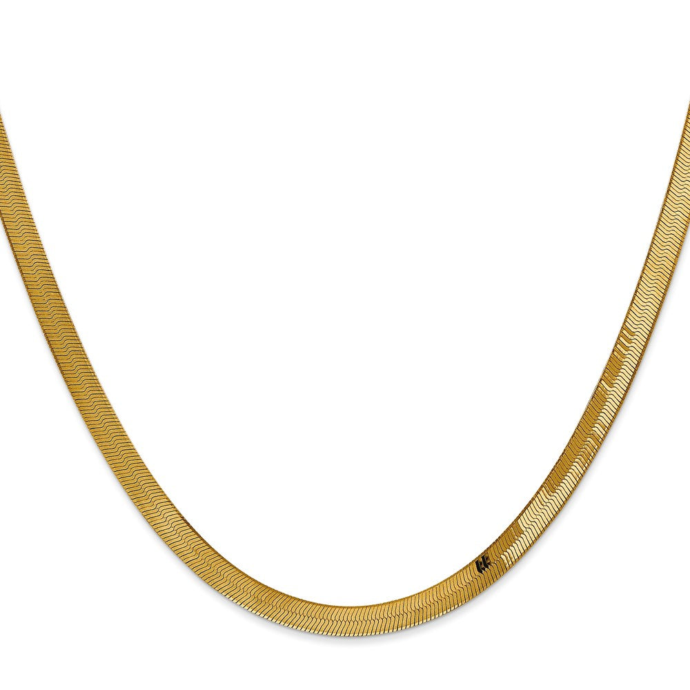 14K 24 inch 4mm Silky Herringbone with Lobster Clasp Chain