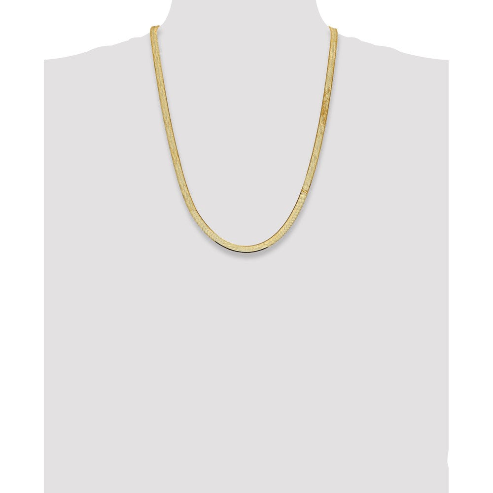 14K 24 inch 5.5mm Silky Herringbone with Lobster Clasp Chain