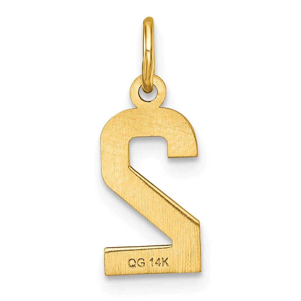 14k Small Brushed Diamond-cut Number 2 Charm