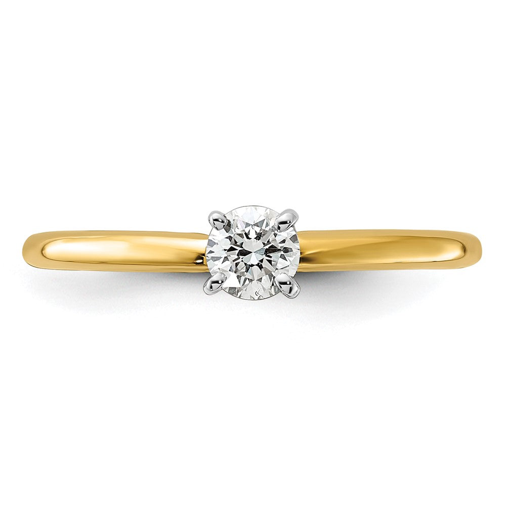 14K Two-Tone 1/4 carat Round VS/SI GH Lab Grown Diamond Solitaire 4 Prong Size 8 Engagement Ring