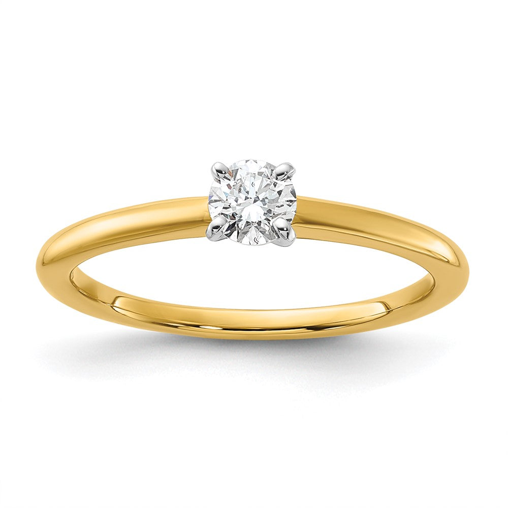 14K Two-Tone 1/4 carat Round VS/SI DEF Lab Grown Diamond Solitaire 4 Prong Size 10 Engagement Ring