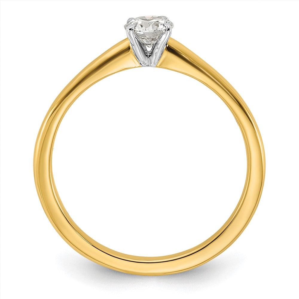 14K Two-Tone 1/3 carat Round VS/SI GH Lab Grown Diamond Solitaire 4 Prong Size 7 Engagement Ring