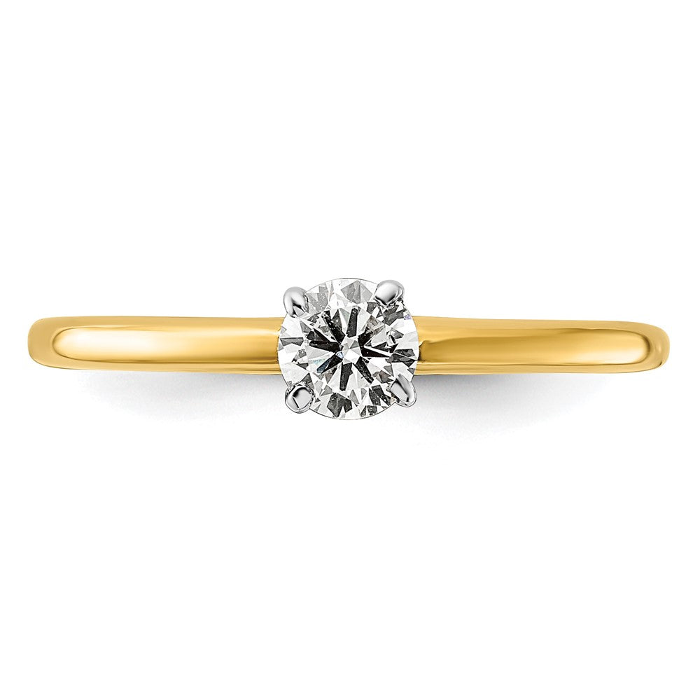 14K Two-Tone 1/3 carat Round VS/SI GH Lab Grown Diamond Solitaire 4 Prong Size 8 Engagement Ring