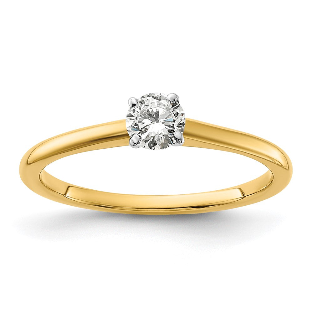 14K Two-Tone 1/3 carat Round VS/SI GH Lab Grown Diamond Solitaire 4 Prong Size 7 Engagement Ring